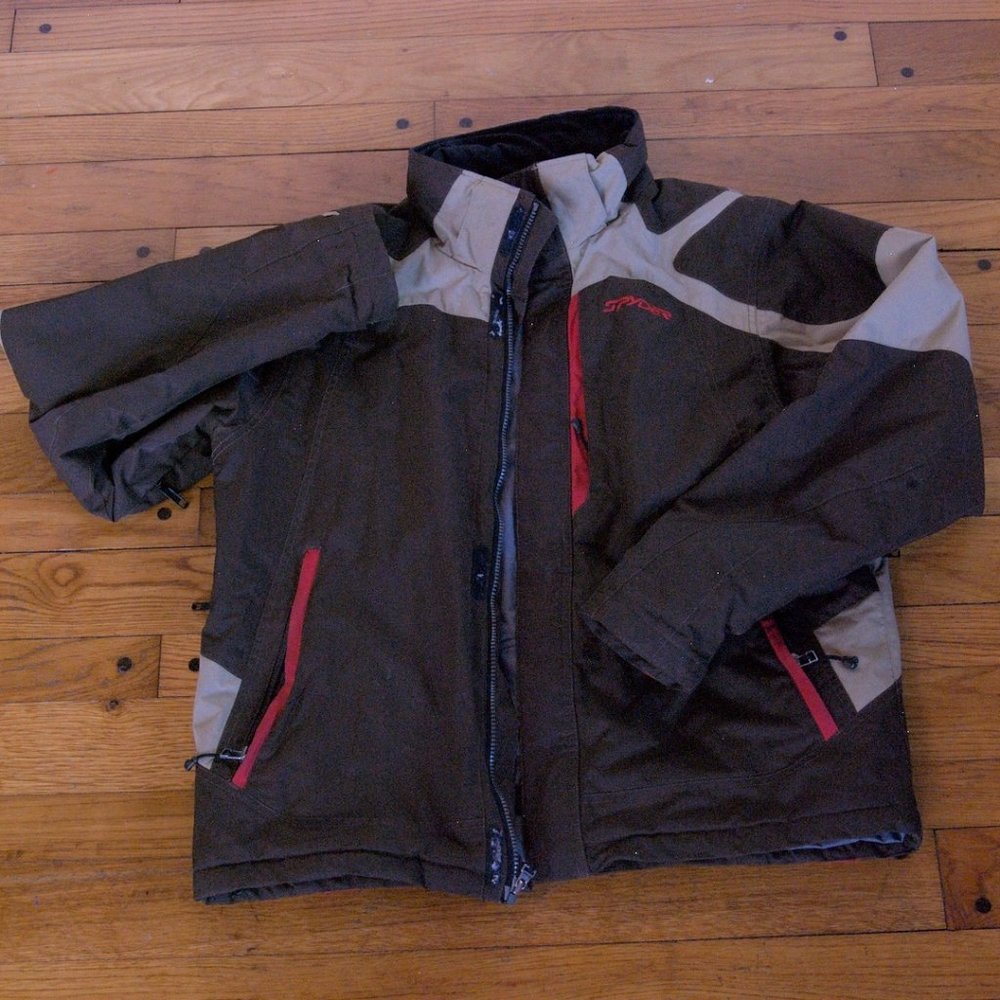 Mens Size L Spyder Axys Brown and Red Ski Jacket